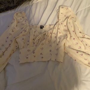 cream floral puff sleeve top